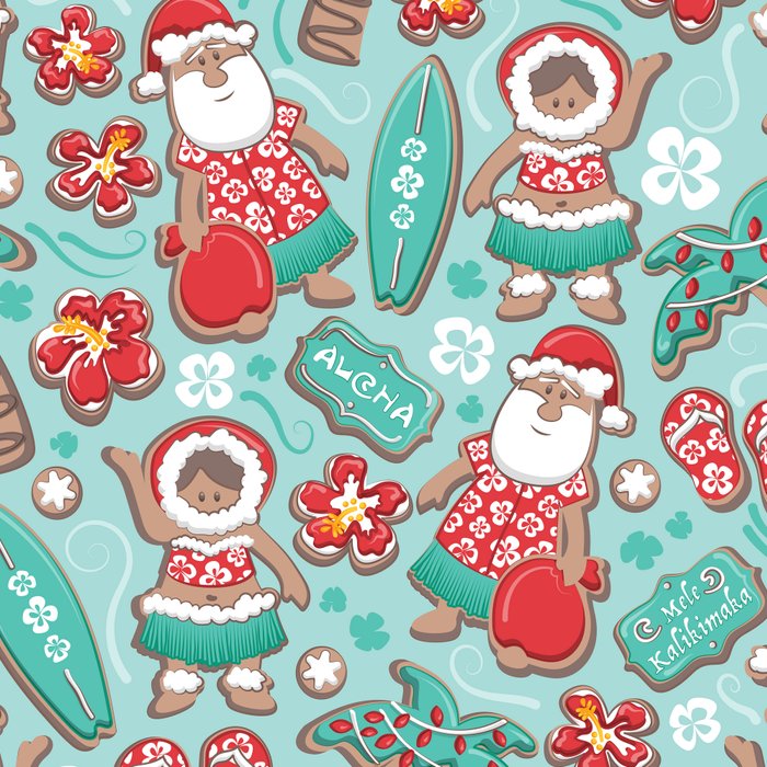 Mele Kalikimaka Hawaiian Christmas gingerbread cookies // aqua background Coffee Mug Gallery Image 2
