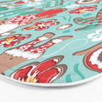 Mele Kalikimaka Hawaiian Christmas gingerbread cookies // aqua background Bath Mat Gallery Image 3