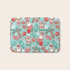 Mele Kalikimaka Hawaiian Christmas gingerbread cookies // aqua background Bath Mat Gallery Image 1