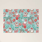 Mele Kalikimaka Hawaiian Christmas gingerbread cookies // aqua background Welcome Mat Gallery Image 1