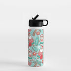 Mele Kalikimaka Hawaiian Christmas gingerbread cookies // aqua background Water Bottle Gallery Image 1