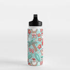 Mele Kalikimaka Hawaiian Christmas gingerbread cookies // aqua background Water Bottle Gallery Image 3