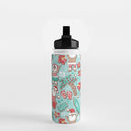 Mele Kalikimaka Hawaiian Christmas gingerbread cookies // aqua background Water Bottle Gallery Image 2