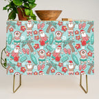 Mele Kalikimaka Hawaiian Christmas gingerbread cookies // aqua background Credenza Gallery Image 1