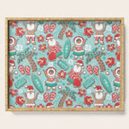 Mele Kalikimaka Hawaiian Christmas gingerbread cookies // aqua background Serving Tray Gallery Image 1