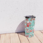 Mele Kalikimaka Hawaiian Christmas gingerbread cookies // aqua background Travel Mug Gallery Image 4