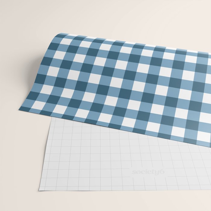 Classic Blue Gingham Checkered Pattern  Wrapping Paper Gallery Image 2
