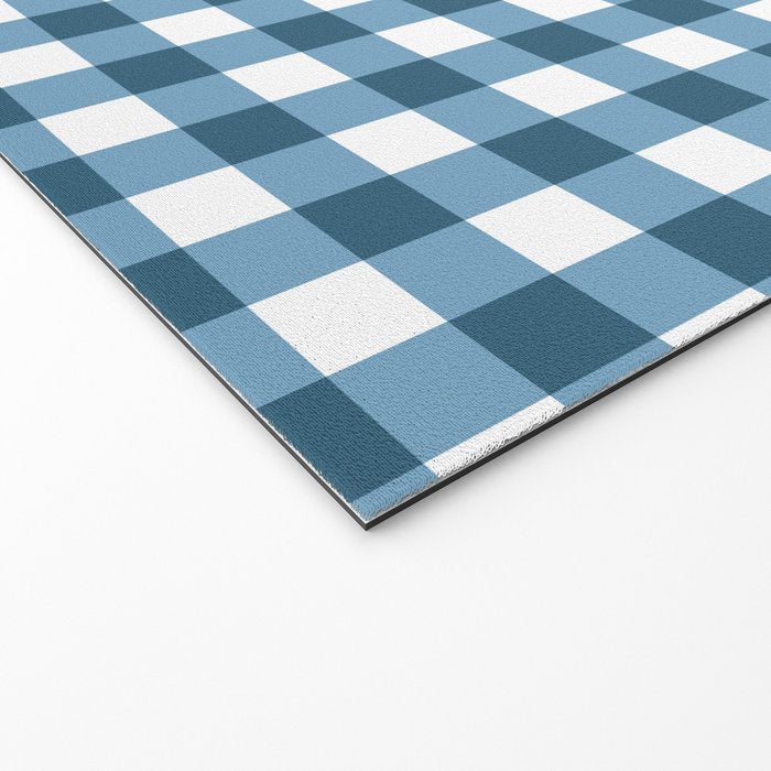 Classic Blue Gingham Checkered Pattern  Welcome Mat Gallery Image 2