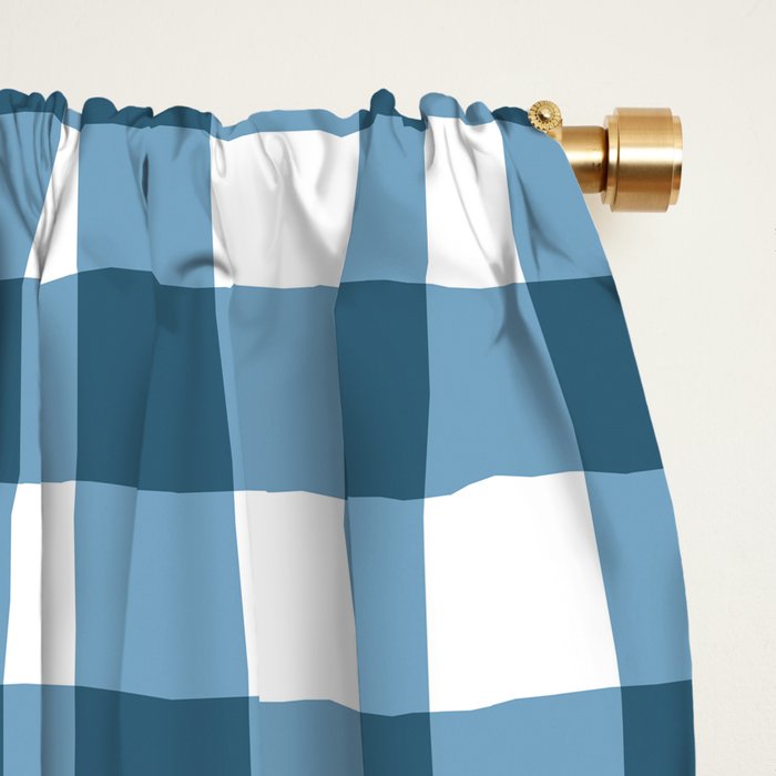 Classic Blue Gingham Checkered Pattern  Window Curtain Gallery Image 2