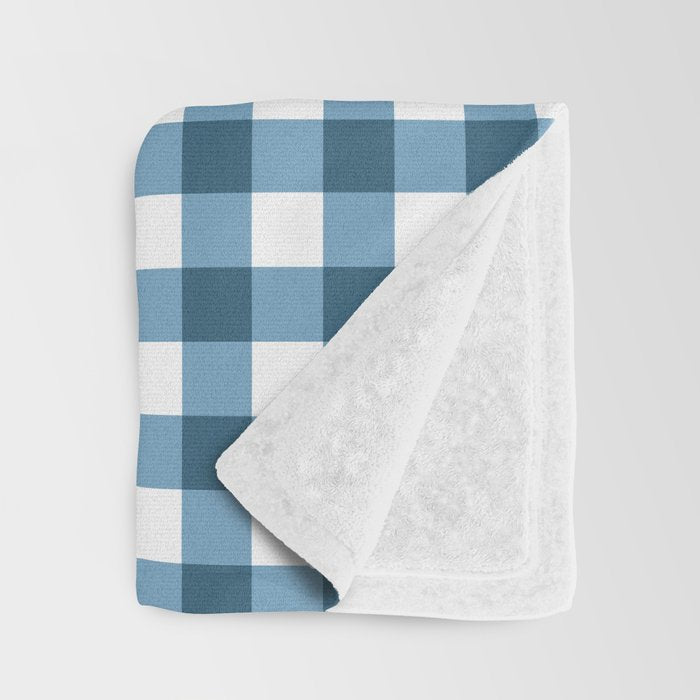 Classic Blue Gingham Checkered Pattern  Throw Blanket Gallery Image 3