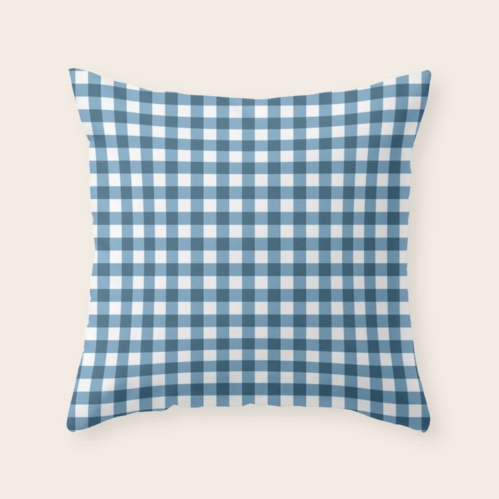 Classic Blue Gingham Checkered Pattern  Throw Pillow Gallery Image 1