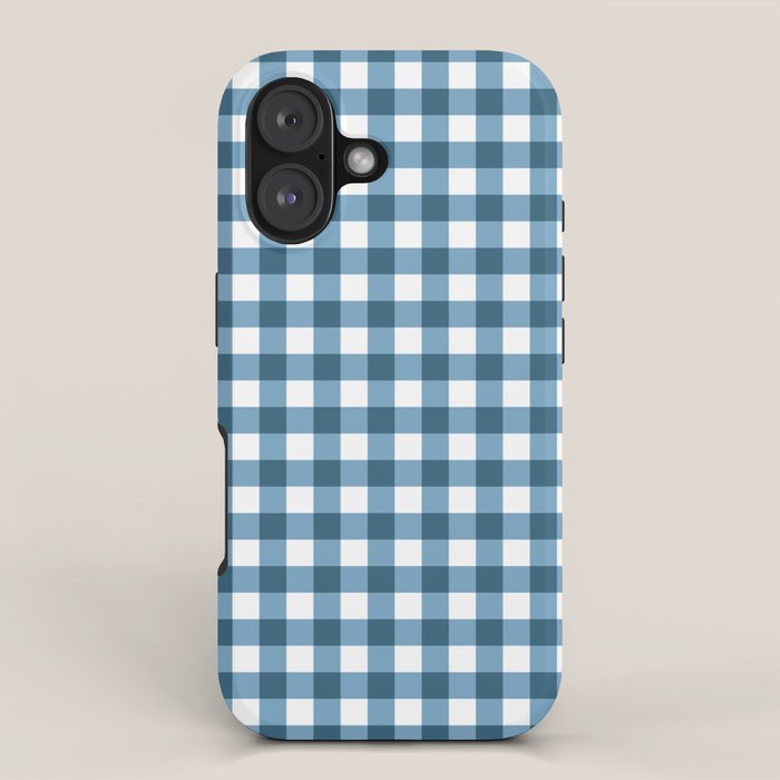 Classic Blue Gingham Checkered Pattern  iPhone Case Gallery Image 1