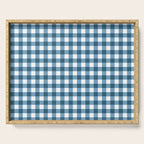 Classic Blue Gingham Checkered Pattern  Serving Tray Gallery Image 1
