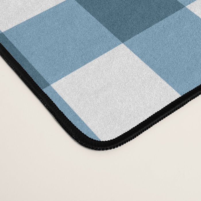 Classic Blue Gingham Checkered Pattern  Desk Mat Gallery Image 4
