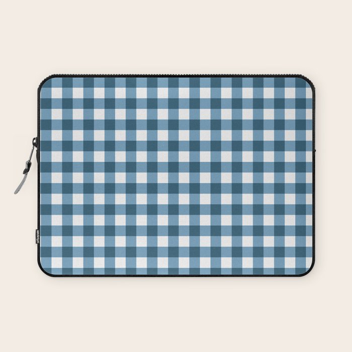 Classic Blue Gingham Checkered Pattern  Laptop Sleeve Gallery Image 1