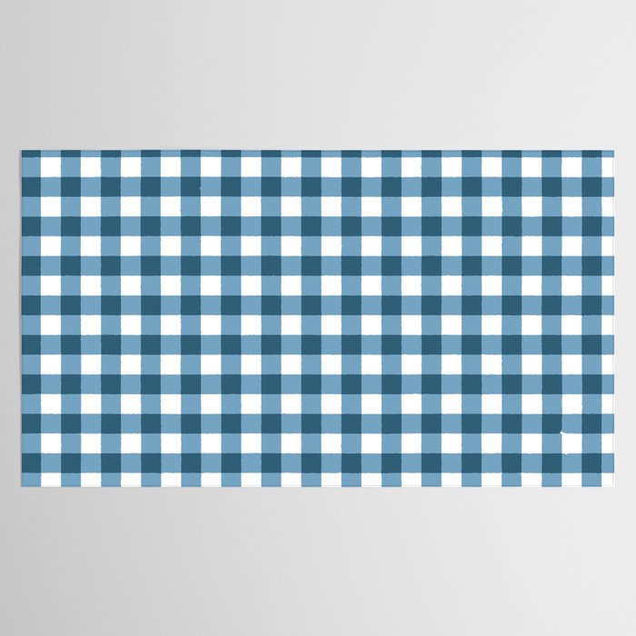 Classic Blue Gingham Checkered Pattern  Tablecloth Gallery Image 2