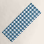 Classic Blue Gingham Checkered Pattern  Yoga Mat Gallery Image 1