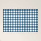 Classic Blue Gingham Checkered Pattern  Welcome Mat Gallery Image 1