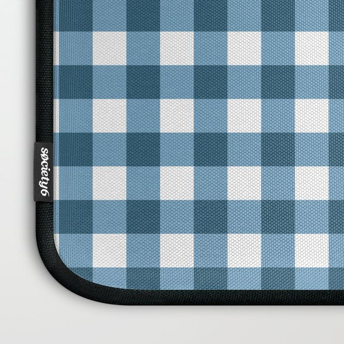 Classic Blue Gingham Checkered Pattern  Laptop Sleeve Gallery Image 3