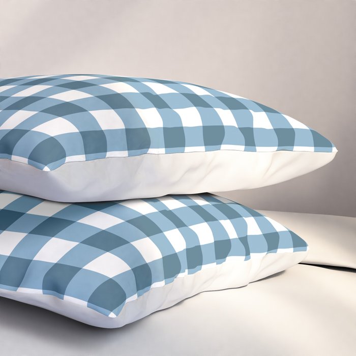 Classic Blue Gingham Checkered Pattern  Pillow Sham Gallery Image 3