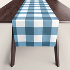 Classic Blue Gingham Checkered Pattern  Table Runner Gallery Image 1