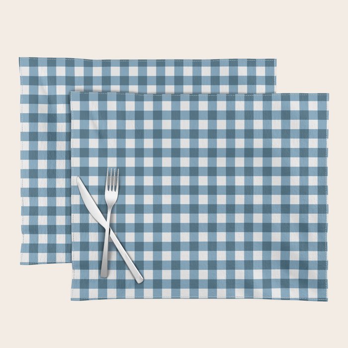 Classic Blue Gingham Checkered Pattern  Placemat Gallery Image 1