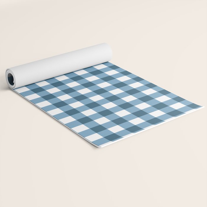 Classic Blue Gingham Checkered Pattern  Yoga Mat Gallery Image 2