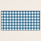 Classic Blue Gingham Checkered Pattern  Desk Mat Gallery Image 3