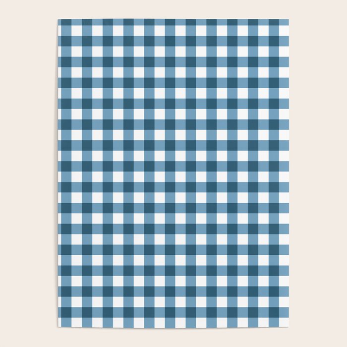 Classic Blue Gingham Checkered Pattern  Poster Gallery Image 4