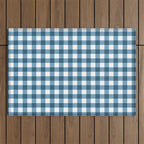 Classic Blue Gingham Checkered Pattern  Outdoor Rug Gallery Image 1
