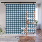 Classic Blue Gingham Checkered Pattern  Wall Mural Gallery Image 1