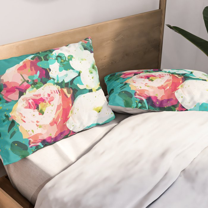Floral & Confetti #digitalart #floral Pillow Sham Gallery Image 2