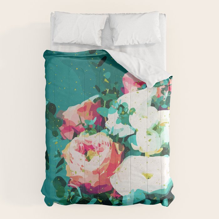 Floral & Confetti #digitalart #floral Comforter Gallery Image 6