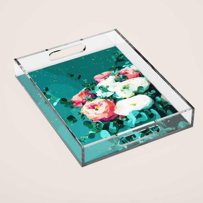 Floral & Confetti #digitalart #floral Acrylic Tray Gallery Image 1