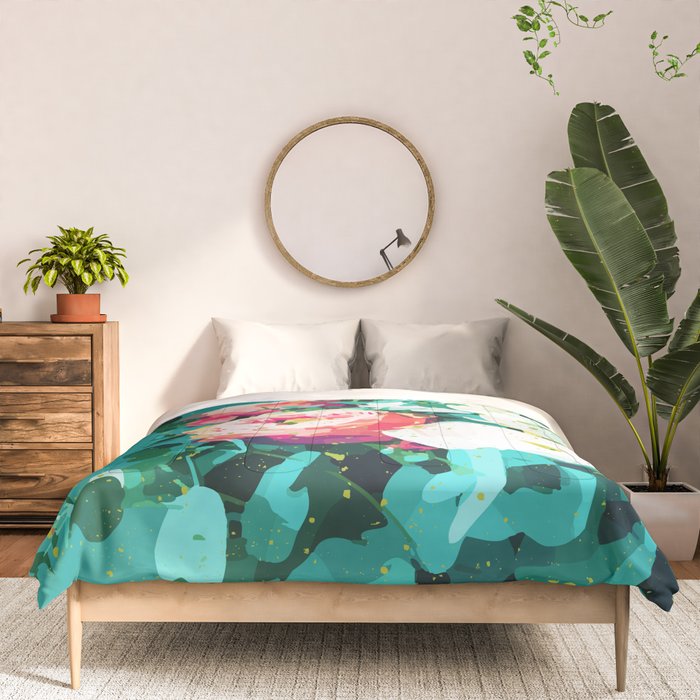 Floral & Confetti #digitalart #floral Comforter Gallery Image 3