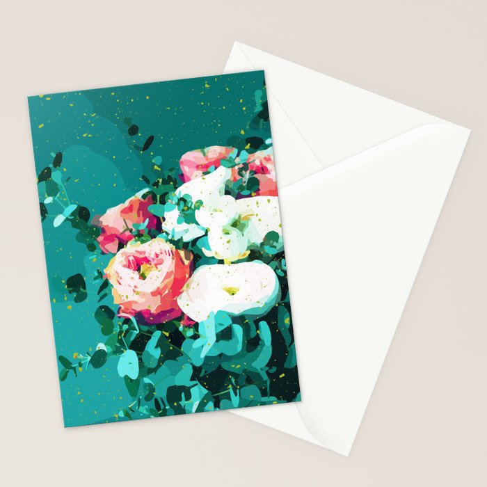 Floral & Confetti #digitalart #floral Stationery Card Gallery Image 2