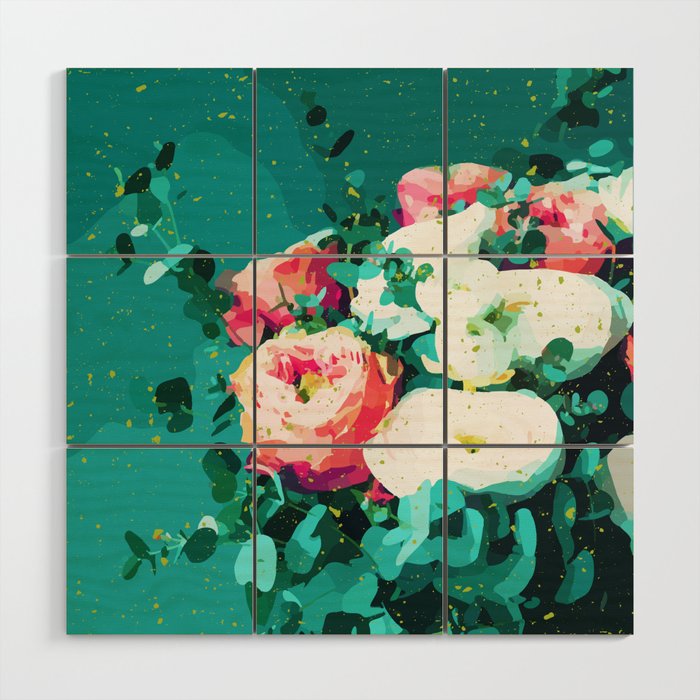 Floral & Confetti #digitalart #floral Wood Wall Art Gallery Image 1