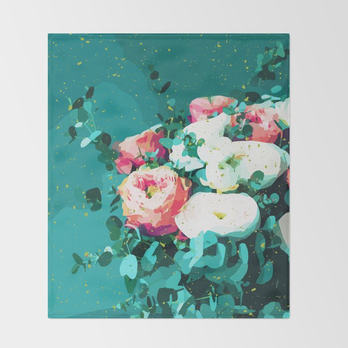 Floral & Confetti #digitalart #floral Throw Blanket Gallery Image 2