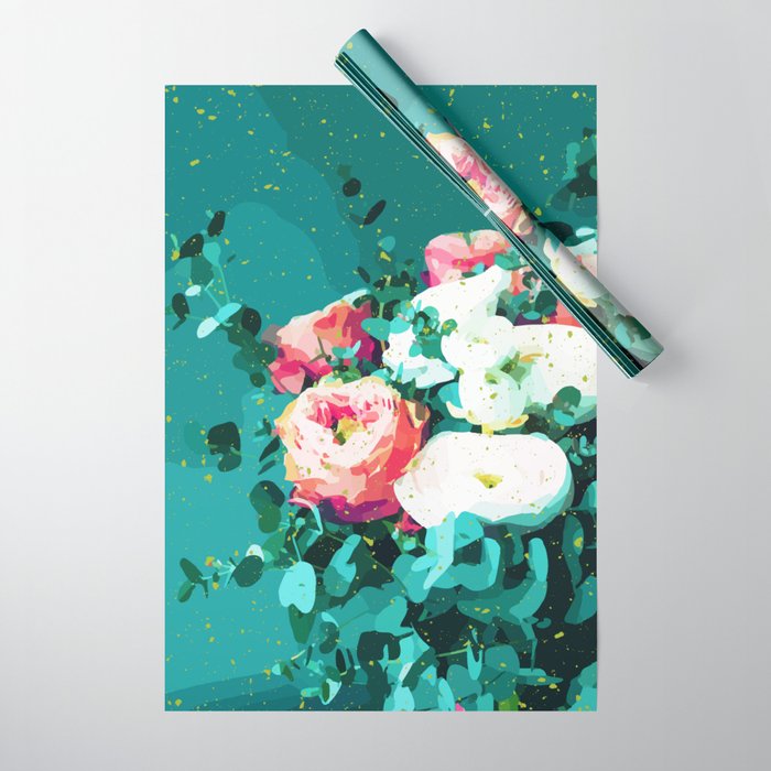 Floral & Confetti #digitalart #floral Wrapping Paper Gallery Image 1