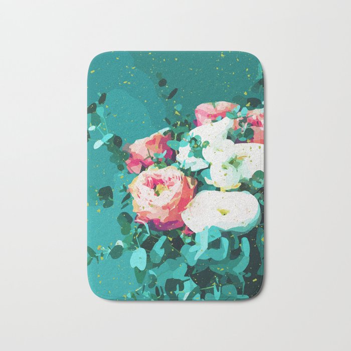 Floral & Confetti #digitalart #floral Bath Mat Gallery Image 1