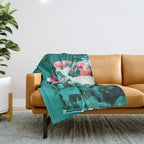 Floral & Confetti #digitalart #floral Throw Blanket Gallery Image 1