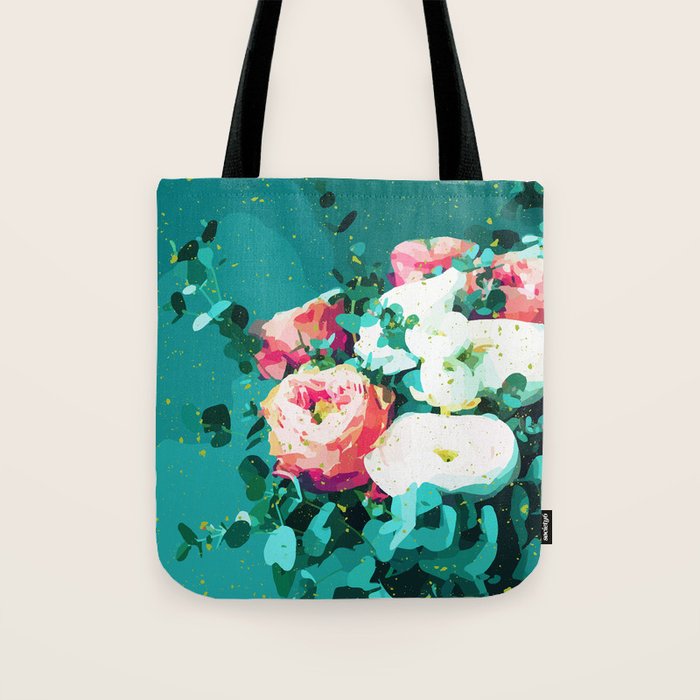 Floral & Confetti #digitalart #floral Tote Bag Gallery Image 1