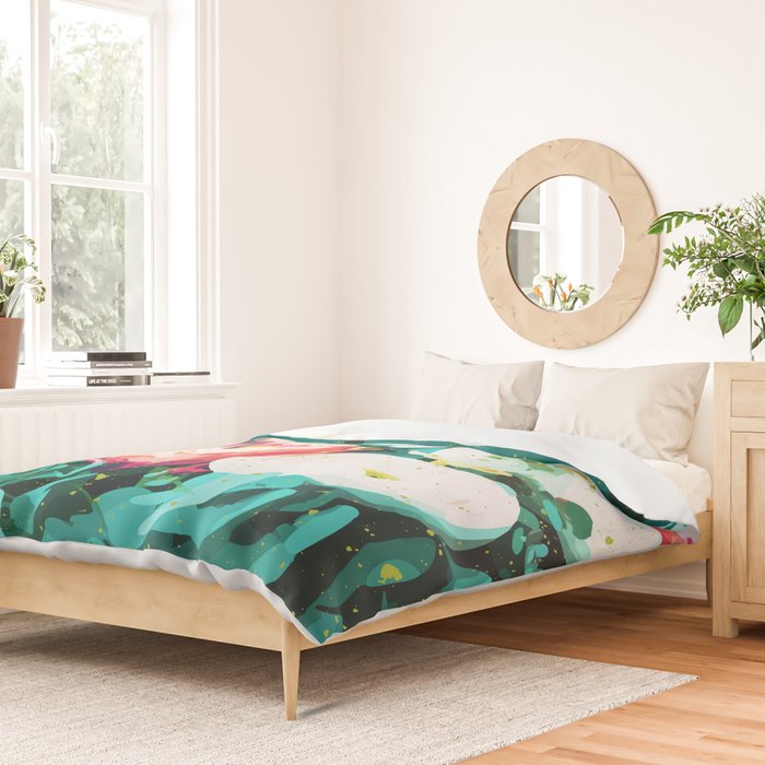 Floral & Confetti #digitalart #floral Duvet Cover Gallery Image 2