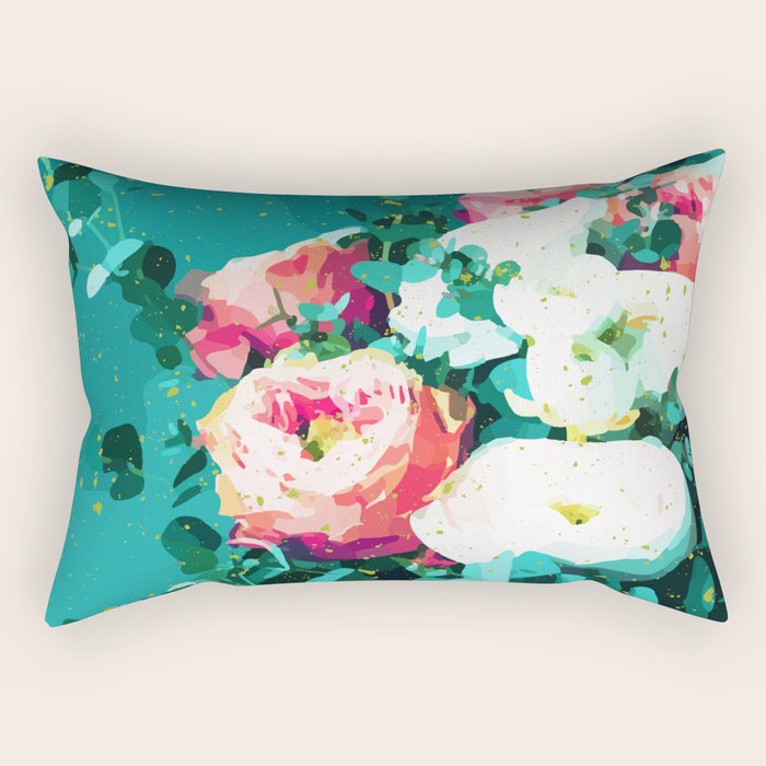 Floral & Confetti #digitalart #floral Rectangular Pillow Gallery Image 2
