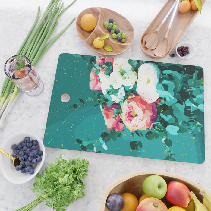Floral & Confetti #digitalart #floral Cutting Board Gallery Image 2