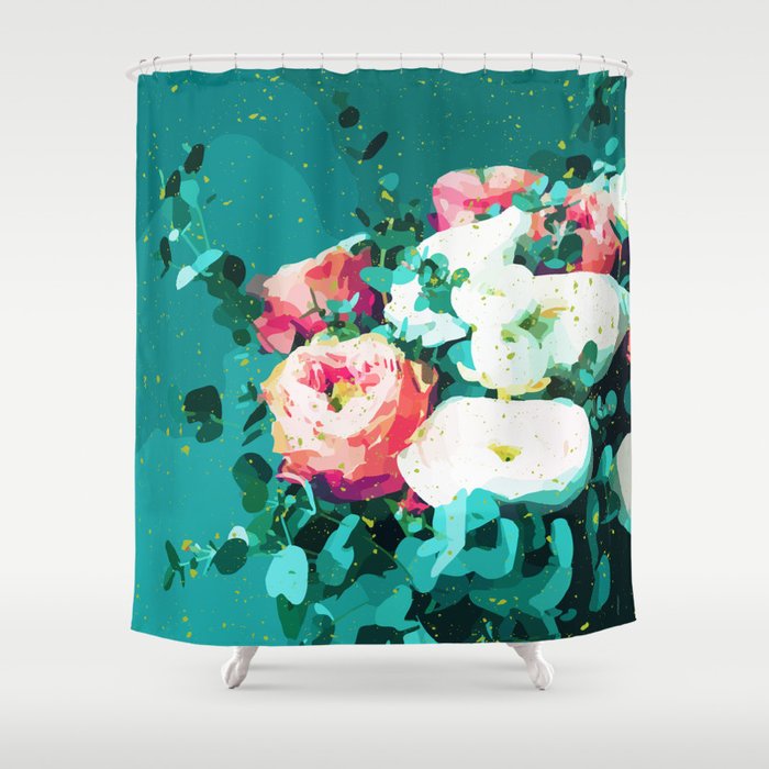 Floral & Confetti #digitalart #floral Shower Curtain Gallery Image 1