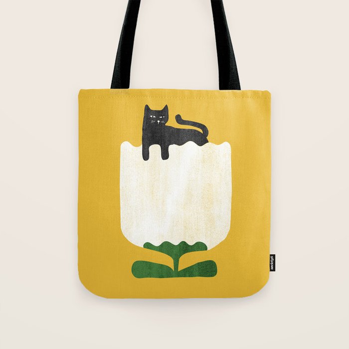 Still life with cat and flower Tote Bag Gallery Image 1