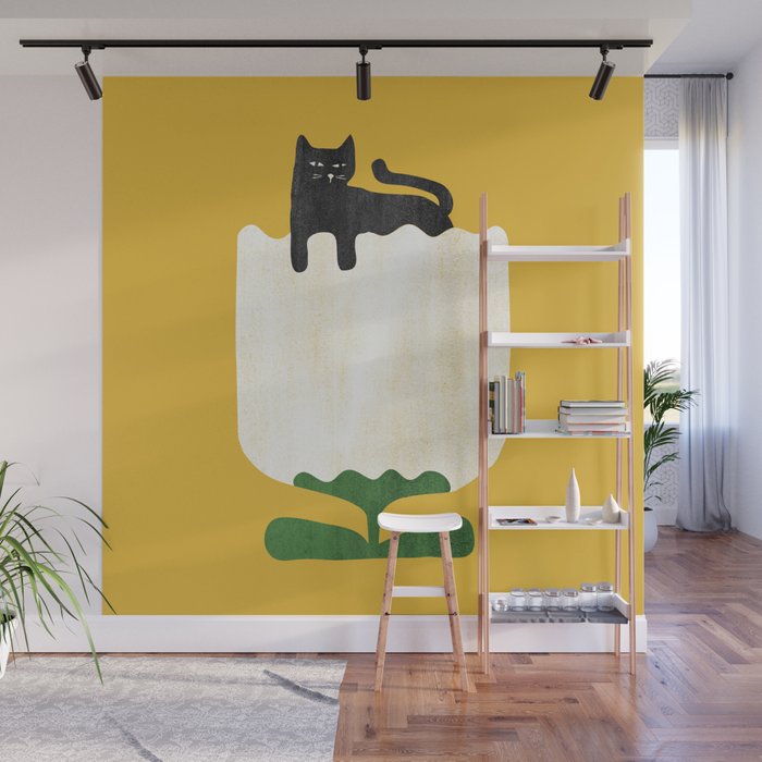 Still life with cat and flower Wall Mural Gallery Image 1