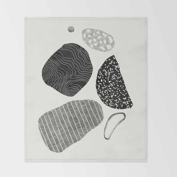 Monochrome Abstract Shapes #2 Throw Blanket Gallery Image 2