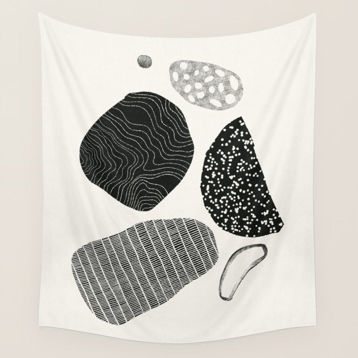 Monochrome Abstract Shapes #2 Wall Tapestry Gallery Image 1